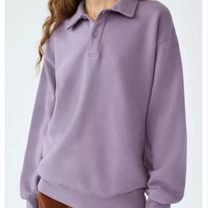 Perfect Condition TNA Cozy Fleece Boyfriend Polo Sweatshirt
